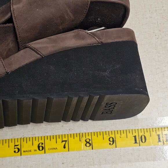 Bass Leather Wedge Sandal Adjustable Strap Brown Womens Size 9 M Neutral - Picture 9 of 9